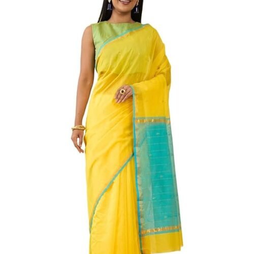 Raneira Women Yellow Embroidered Pure Silk Cotton Saree